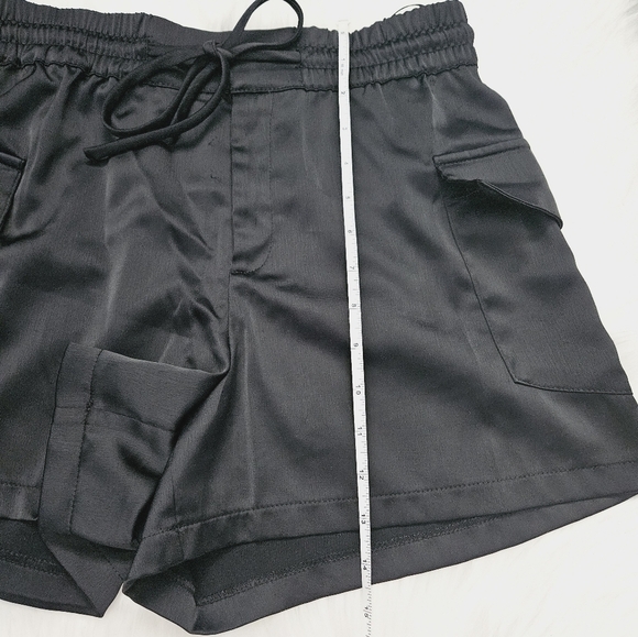 Zara Black Silky Drawstring Shorts - Picture 7 of 9